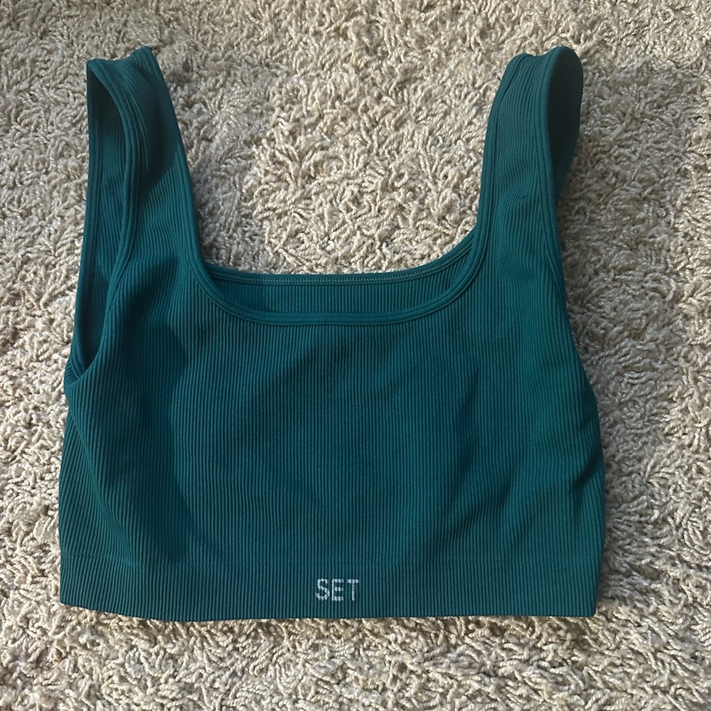 Set active sports bra, medium size, dark green color